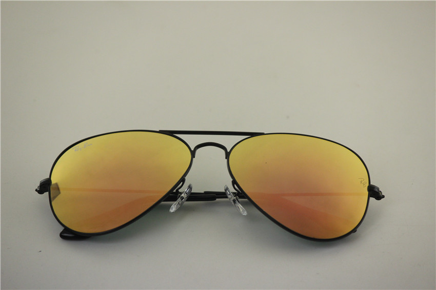Aviator , rb 3025 002/Z2 black frame pink flash lens , unisex sunglasses 55 58 62mm 