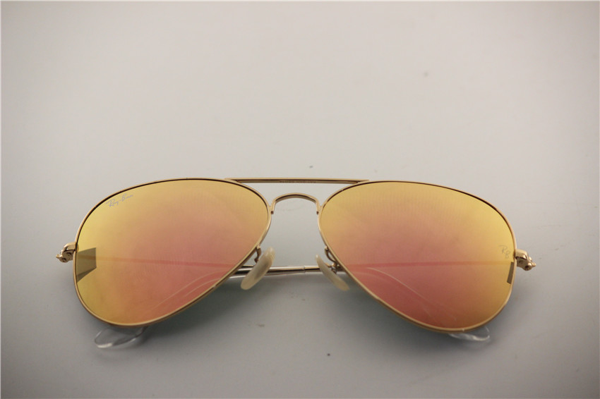 Aviator , rb 3025 019/Z2 matte golden frame pink flash lens , classical sunglasses ,55 58 62mm