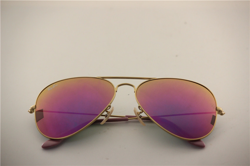 Aviator , rb 3025 112/68F matte golden frame purple flash lens, unisex sunglasses ,55 58 62mm