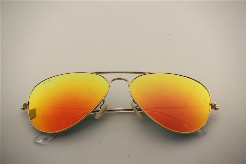 Aviator ,rb 3025 112/69 ,matte golden frame orange flash lens, unisex sunglasses ,55 58 62mm