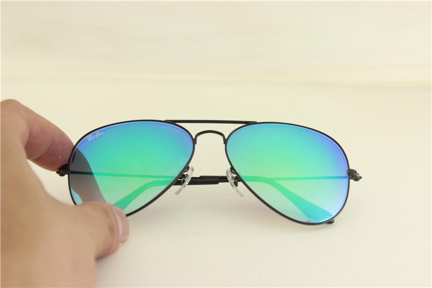 Aviator ,rb 3025 002/4J black frame green gradual flash lens, unisex sunglasses , 58mm